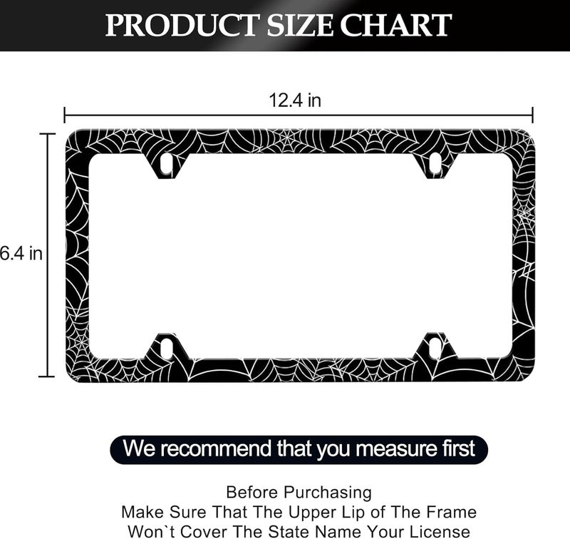 LIN KANG Spider Web License Plate Frame - 2 PCS Goth Gothic Web Aluminum Metal License Plate Frames Holder Covers, Rust-Proof Waterproof Car Decorative Tag Frames for Standard Us 12x6 Inch - Image 2